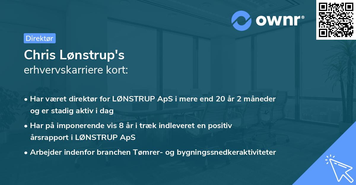 Chris Lønstrup's erhvervskarriere kort