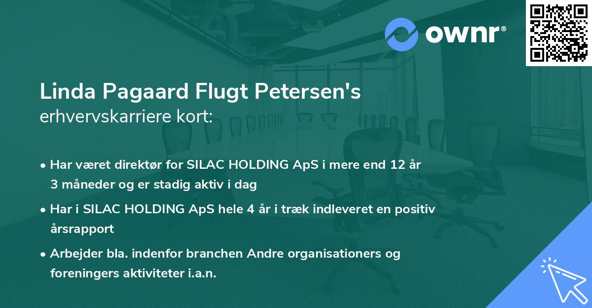 Linda Pagaard Flugt Petersen's erhvervskarriere kort