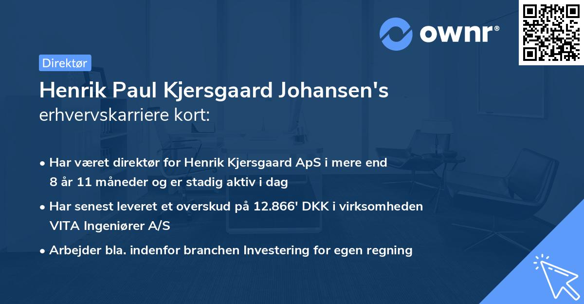 Henrik Paul Kjersgaard Johansen's erhvervskarriere kort