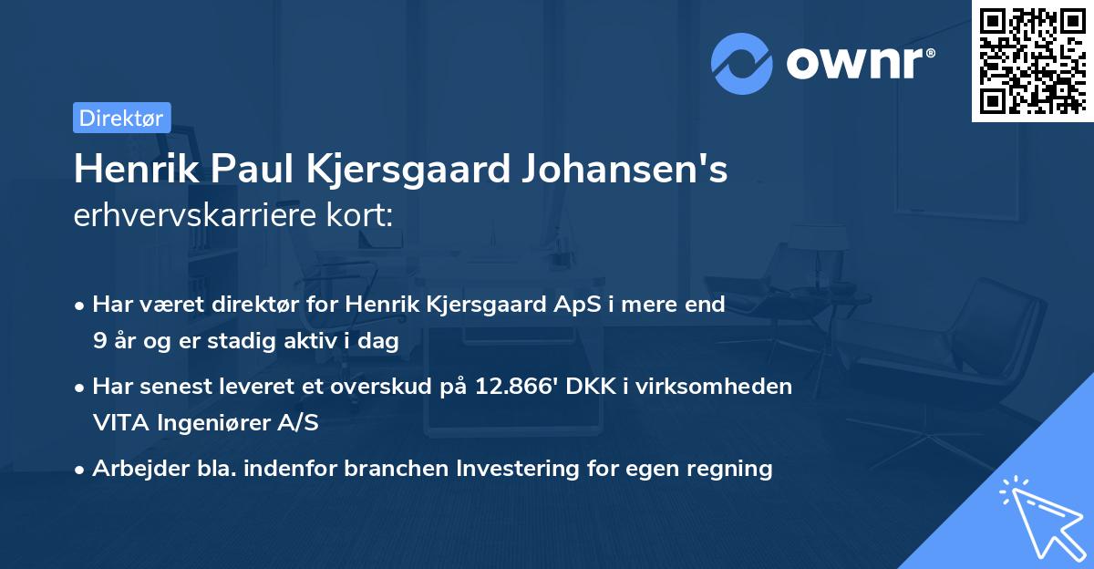 Henrik Paul Kjersgaard Johansen's erhvervskarriere kort