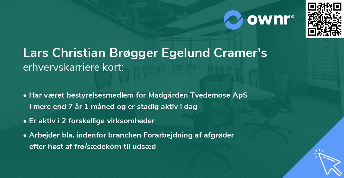 Lars Christian Brøgger Egelund Cramer's erhvervskarriere kort
