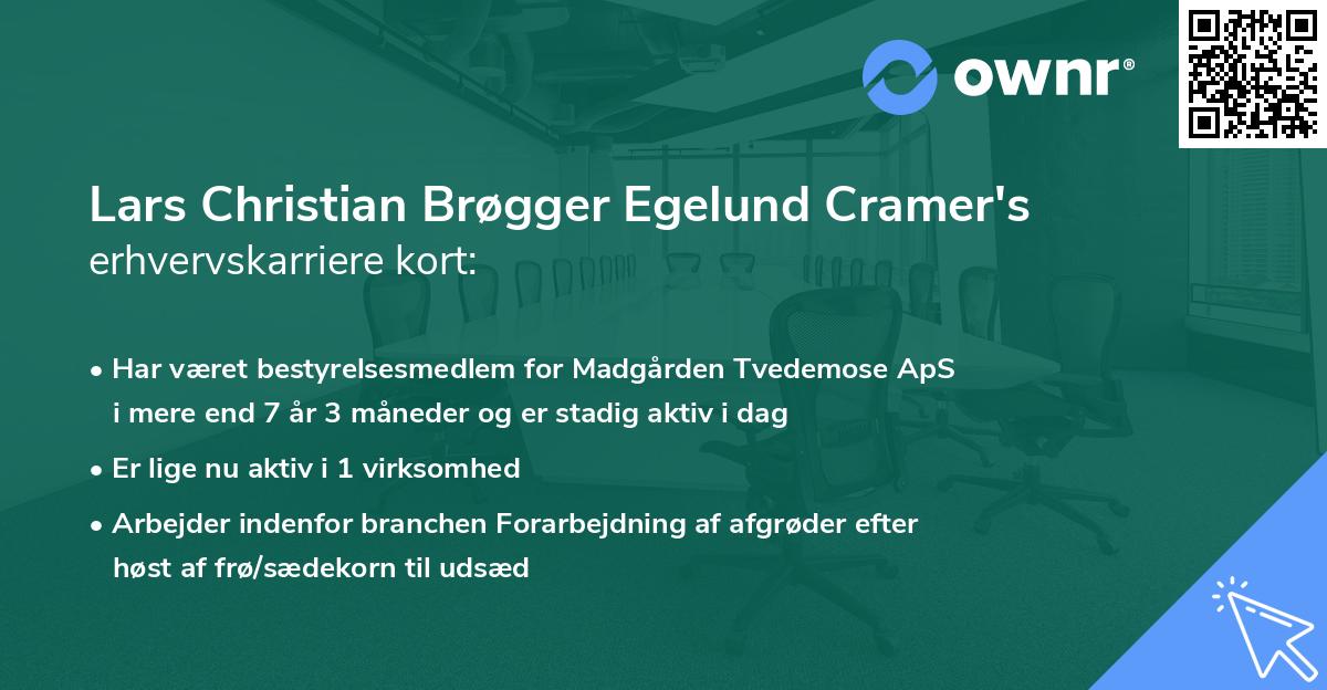 Lars Christian Brøgger Egelund Cramer's erhvervskarriere kort