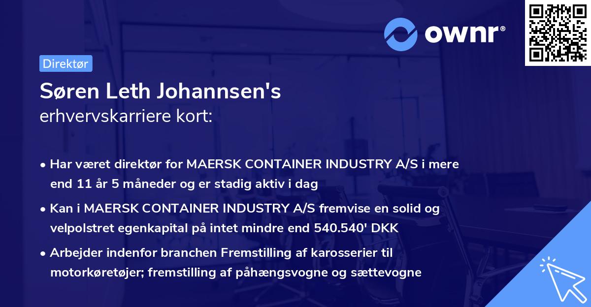 Søren Leth Johannsen's erhvervskarriere kort