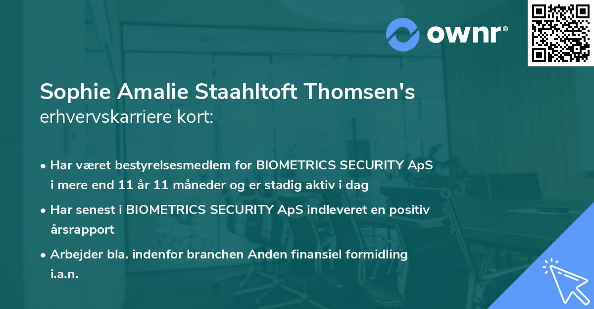 Sophie Amalie Staahltoft Thomsen's erhvervskarriere kort