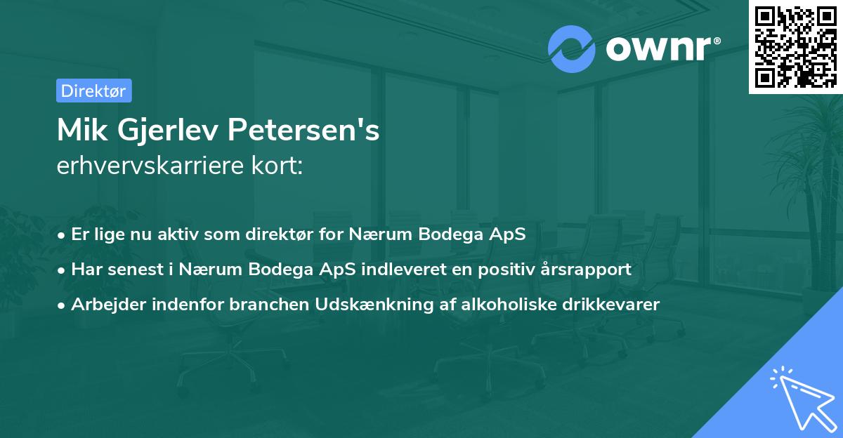 Mik Gjerlev Petersen's erhvervskarriere kort