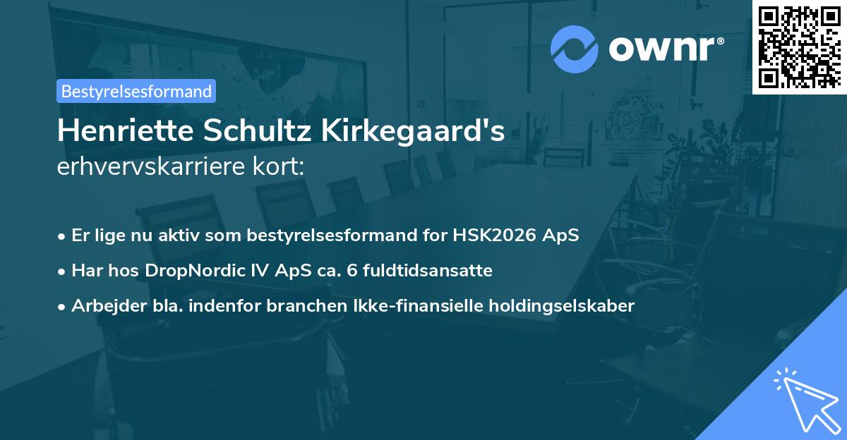 Henriette Schultz Kirkegaard's erhvervskarriere kort
