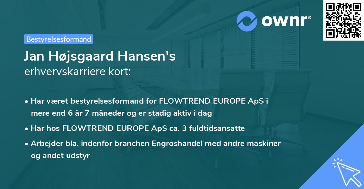 Jan Højsgaard Hansen's erhvervskarriere kort