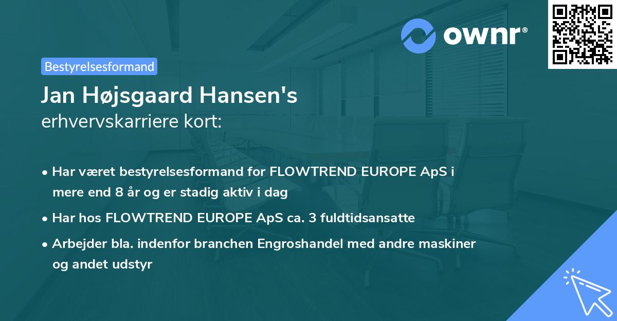 Jan Højsgaard Hansen's erhvervskarriere kort