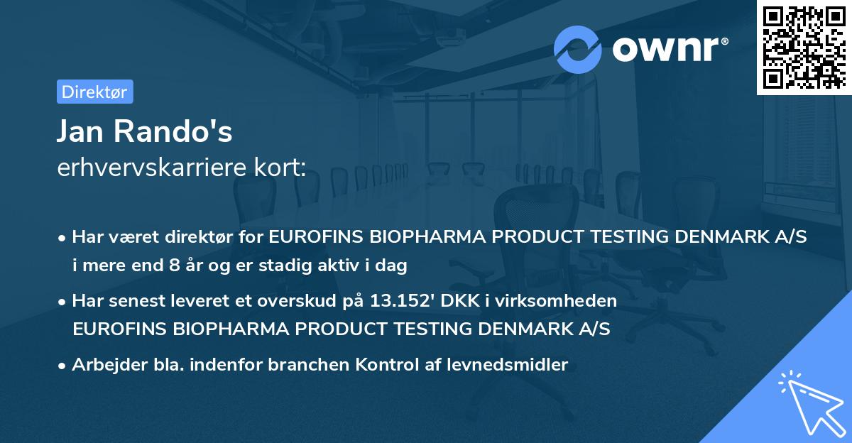 Jan Rando's erhvervskarriere kort