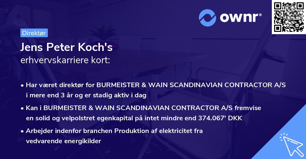 Jens Peter Koch's erhvervskarriere kort