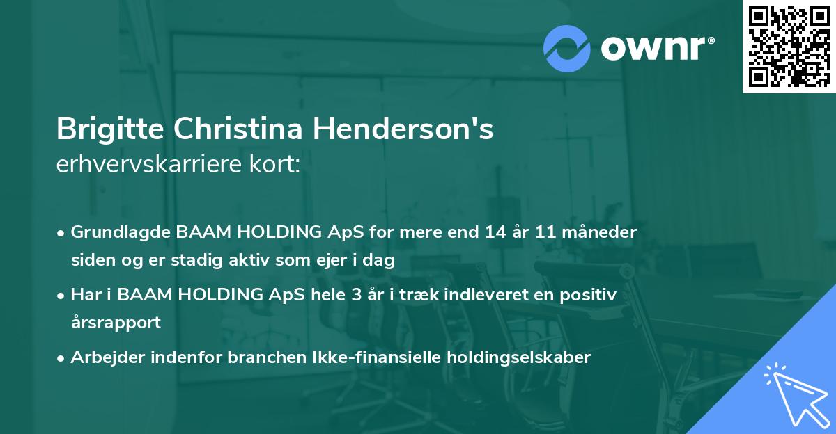 Brigitte Christina Henderson's erhvervskarriere kort