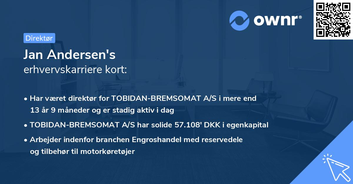 Jan Andersen's erhvervskarriere kort