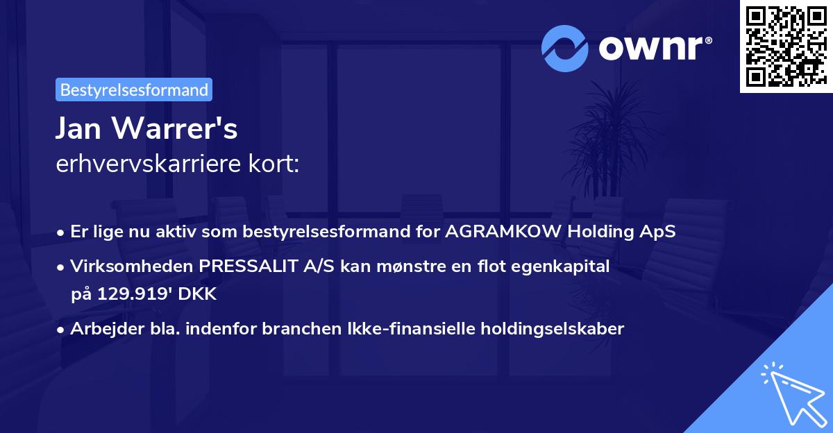 Jan Warrer's erhvervskarriere kort