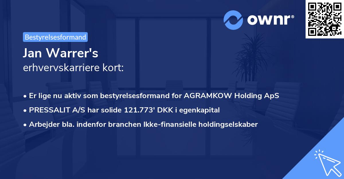 Jan Warrer's erhvervskarriere kort