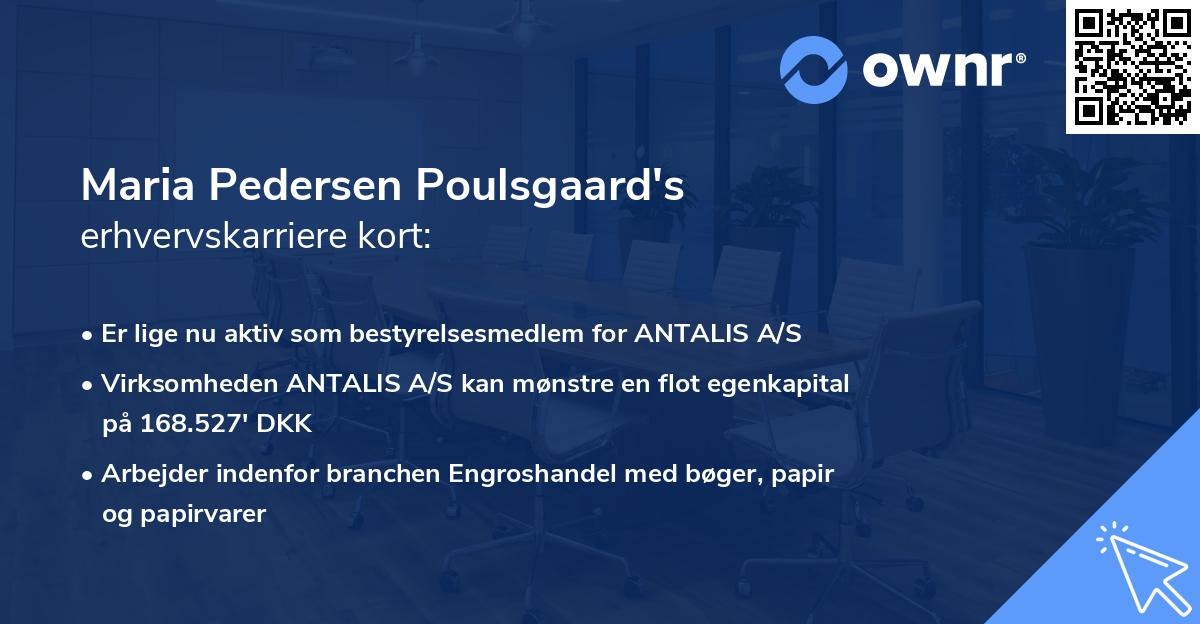 Maria Pedersen Poulsgaard's erhvervskarriere kort