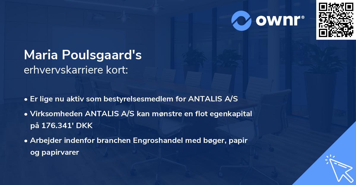 Maria Poulsgaard's erhvervskarriere kort