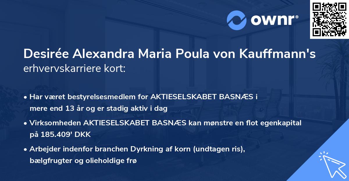 Desirée Alexandra Maria Poula von Kauffmann's erhvervskarriere kort