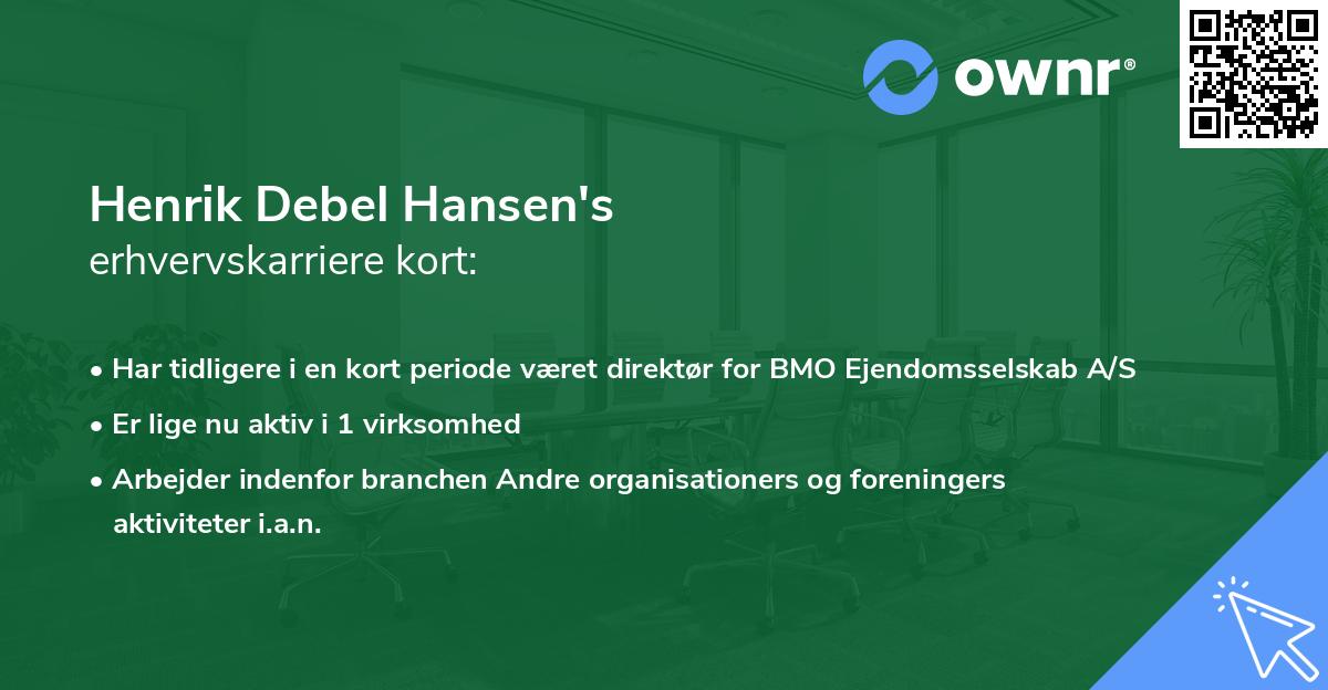 Henrik Debel Hansen's erhvervskarriere kort