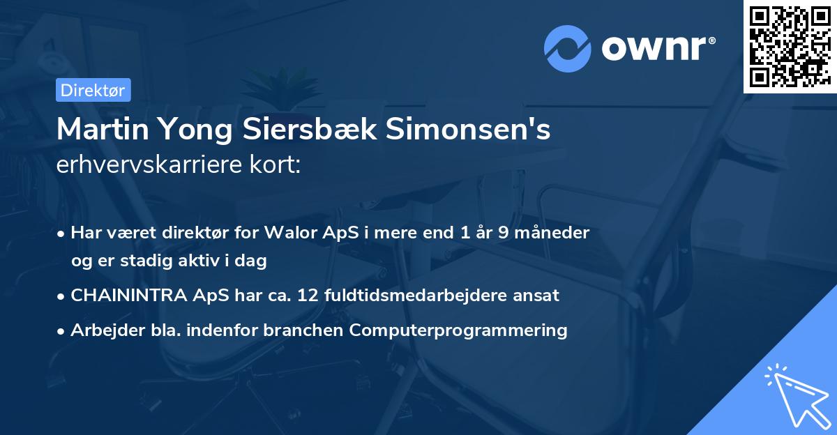Martin Yong Siersbæk Simonsen's erhvervskarriere kort