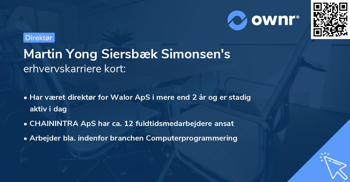 Martin Yong Siersbæk Simonsen's erhvervskarriere kort