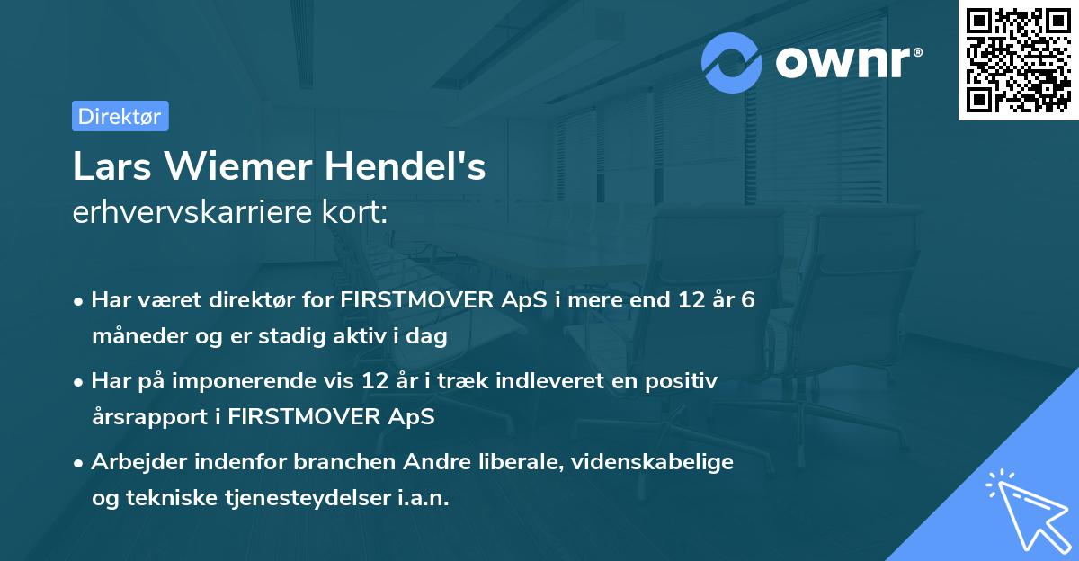 Lars Wiemer Hendel's erhvervskarriere kort