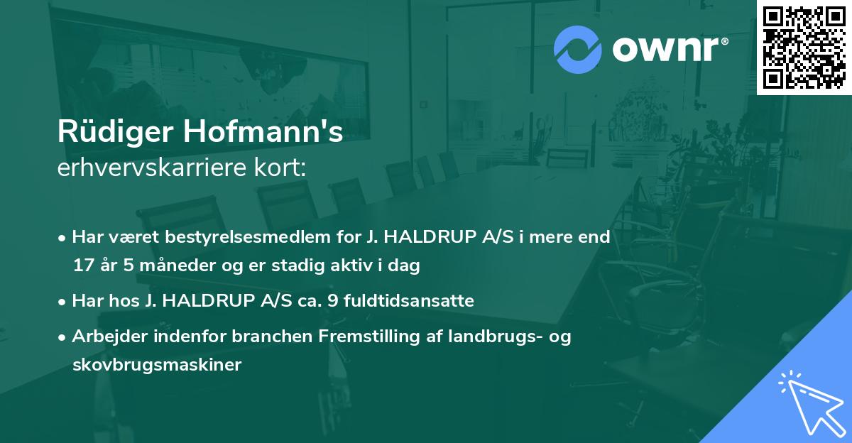 Rüdiger Hofmann's erhvervskarriere kort
