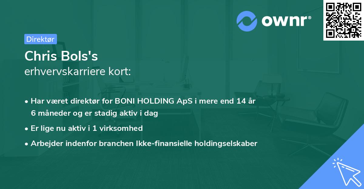 Chris Bols's erhvervskarriere kort