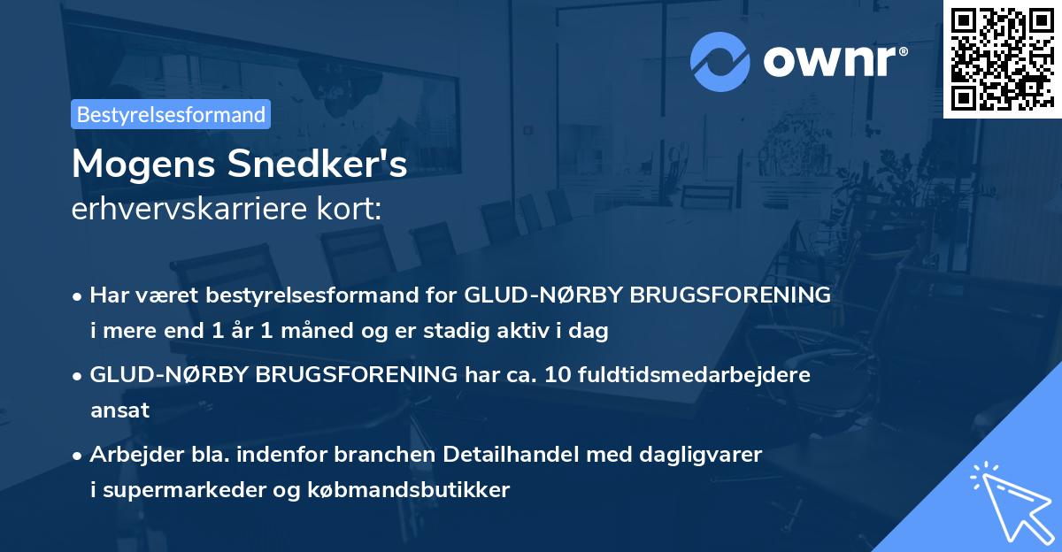 Mogens Snedker's erhvervskarriere kort