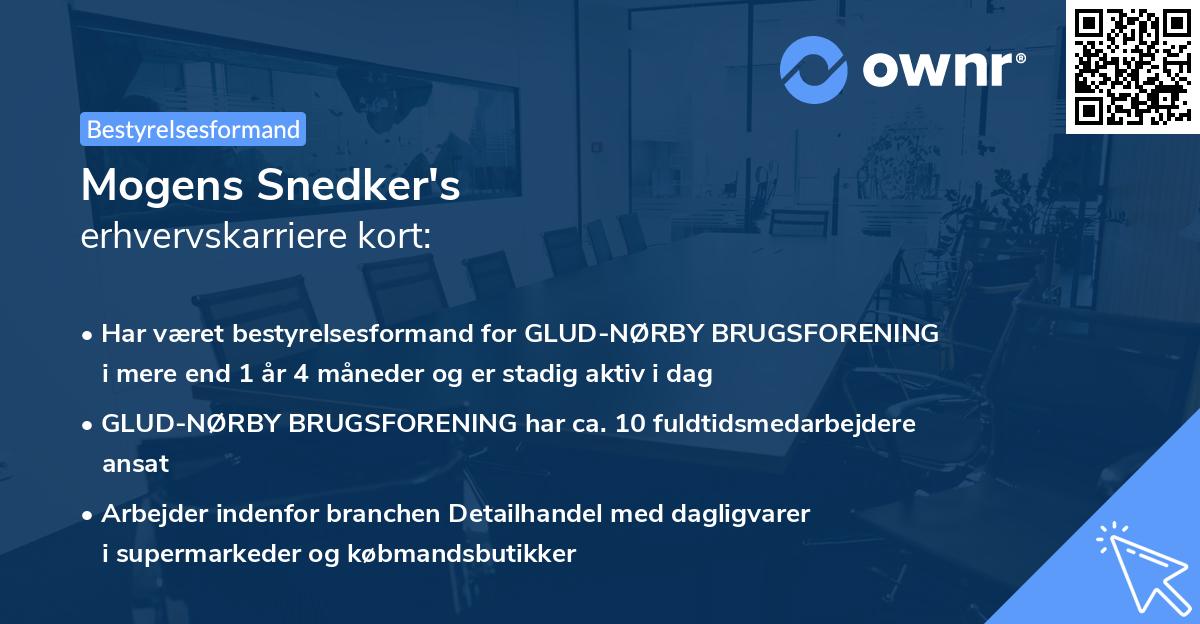 Mogens Snedker's erhvervskarriere kort