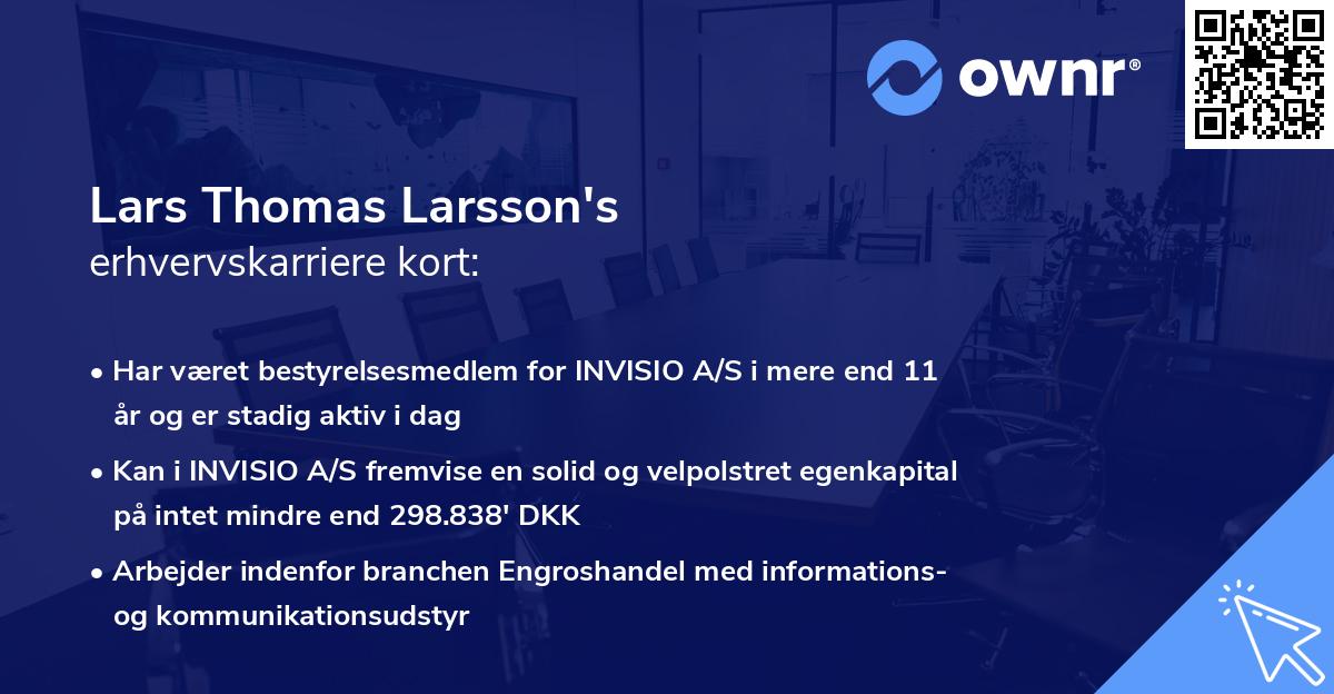 Lars Thomas Larsson's erhvervskarriere kort