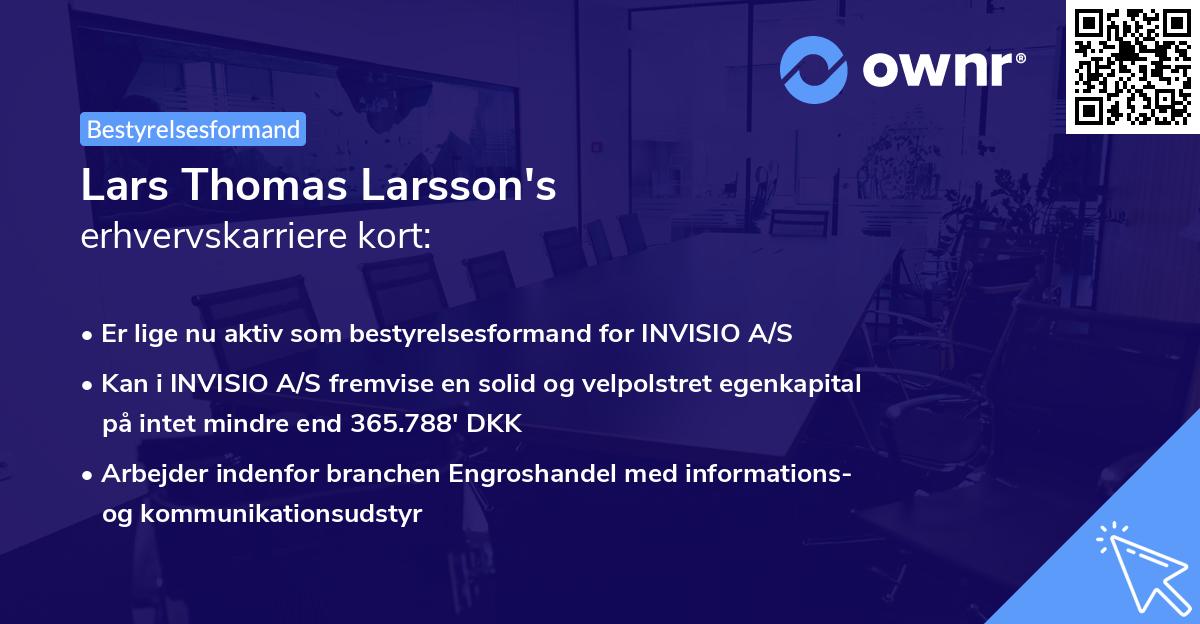 Lars Thomas Larsson's erhvervskarriere kort