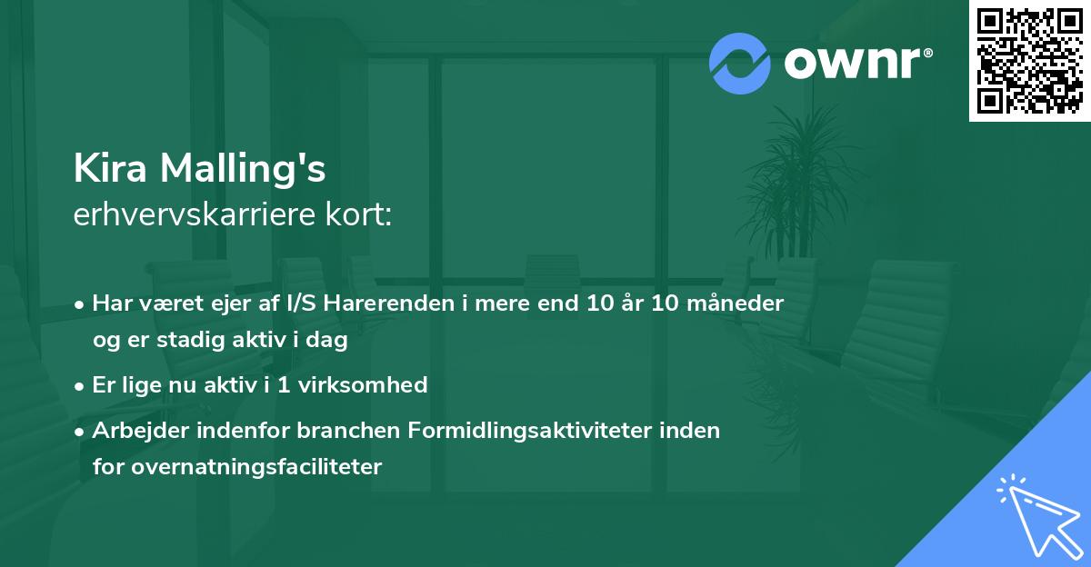 Kira Malling's erhvervskarriere kort