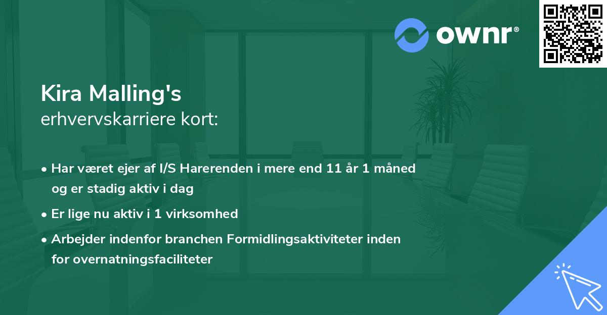 Kira Malling's erhvervskarriere kort