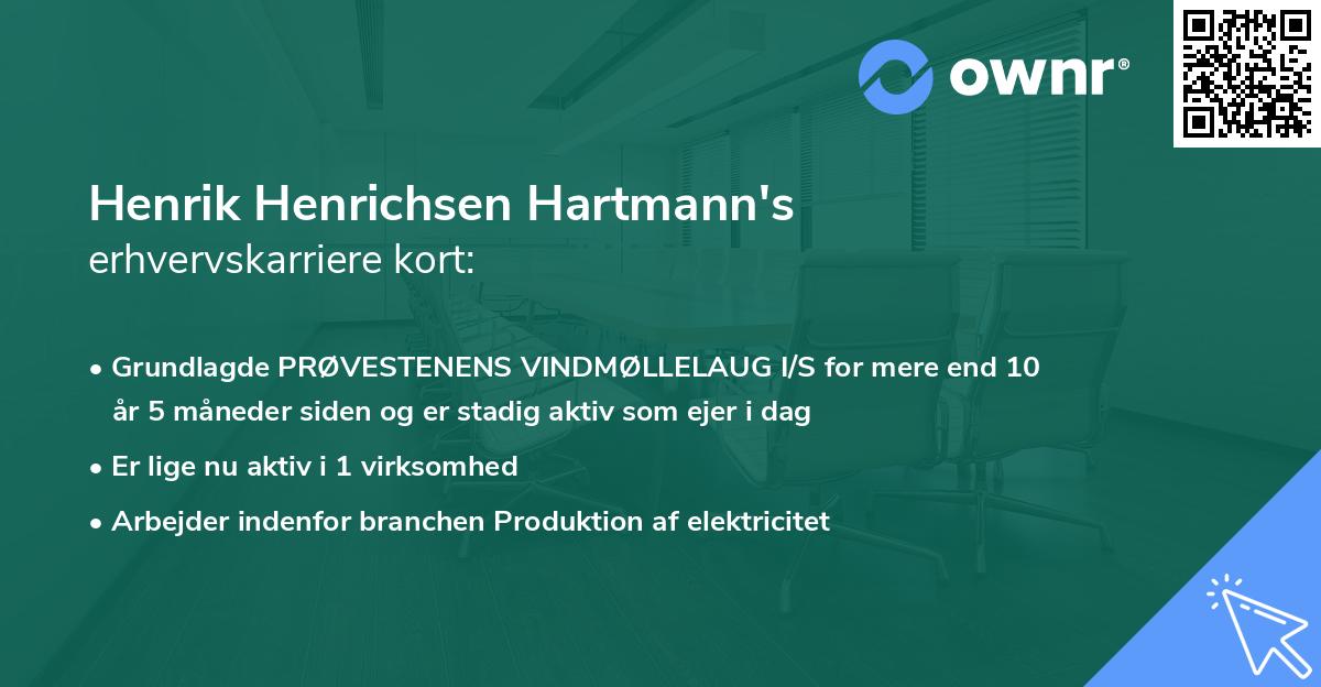 Henrik Henrichsen Hartmann's erhvervskarriere kort