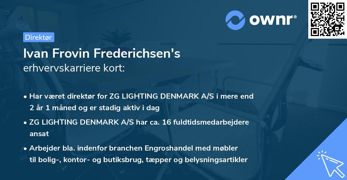 Ivan Frovin Frederichsen's erhvervskarriere kort