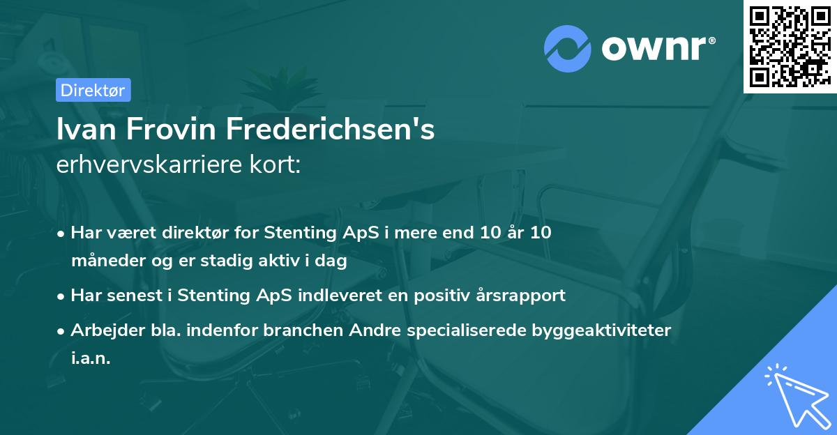 Ivan Frovin Frederichsen's erhvervskarriere kort