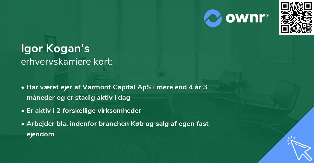 Igor Kogan's erhvervskarriere kort