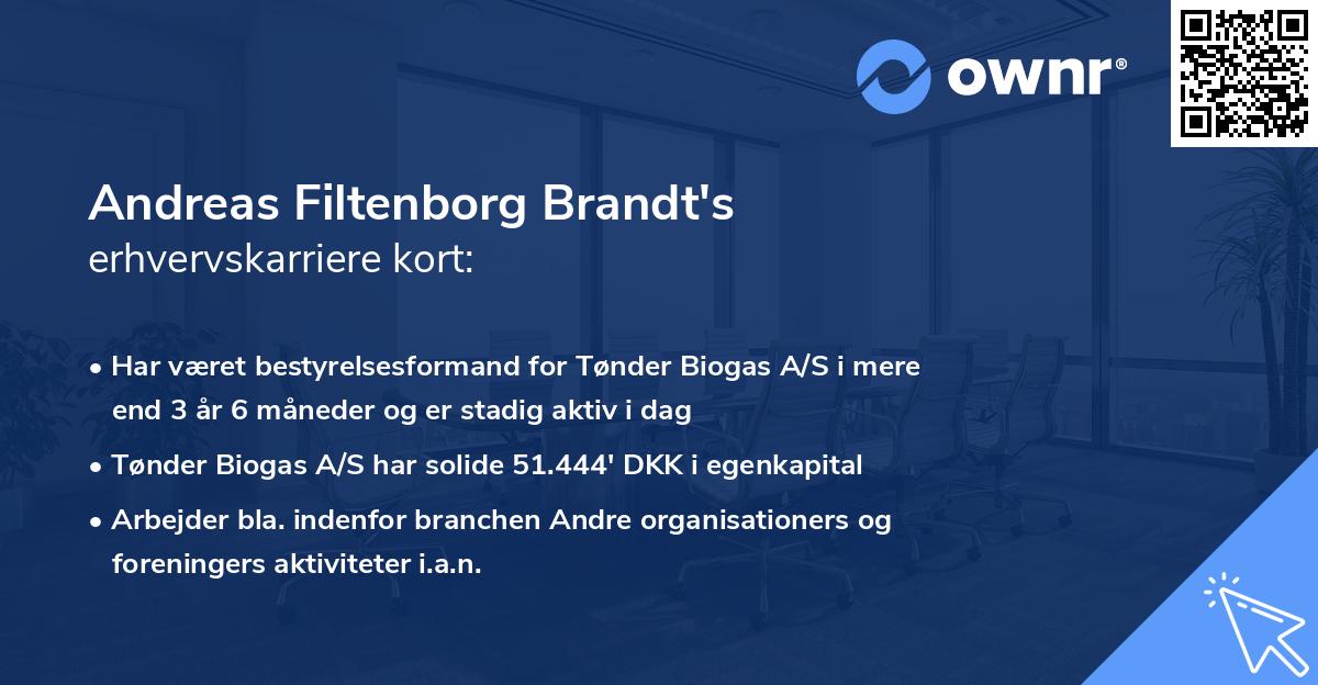 Andreas Filtenborg Brandt's erhvervskarriere kort