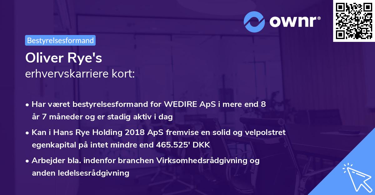 Oliver Rye's erhvervskarriere kort