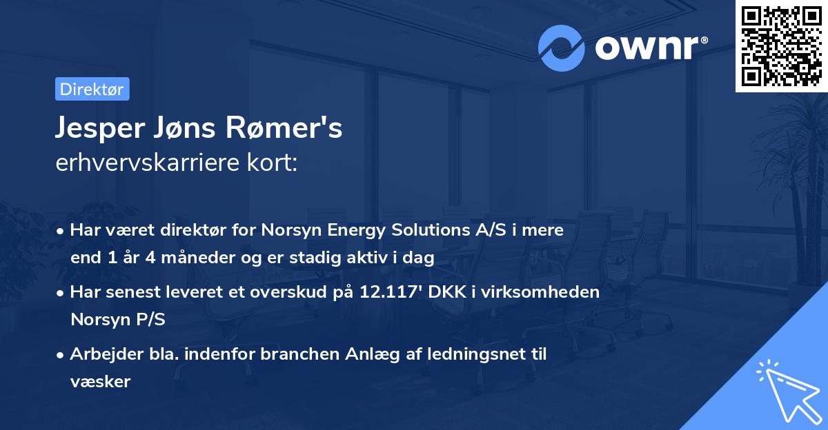Jesper Jøns Rømer's erhvervskarriere kort