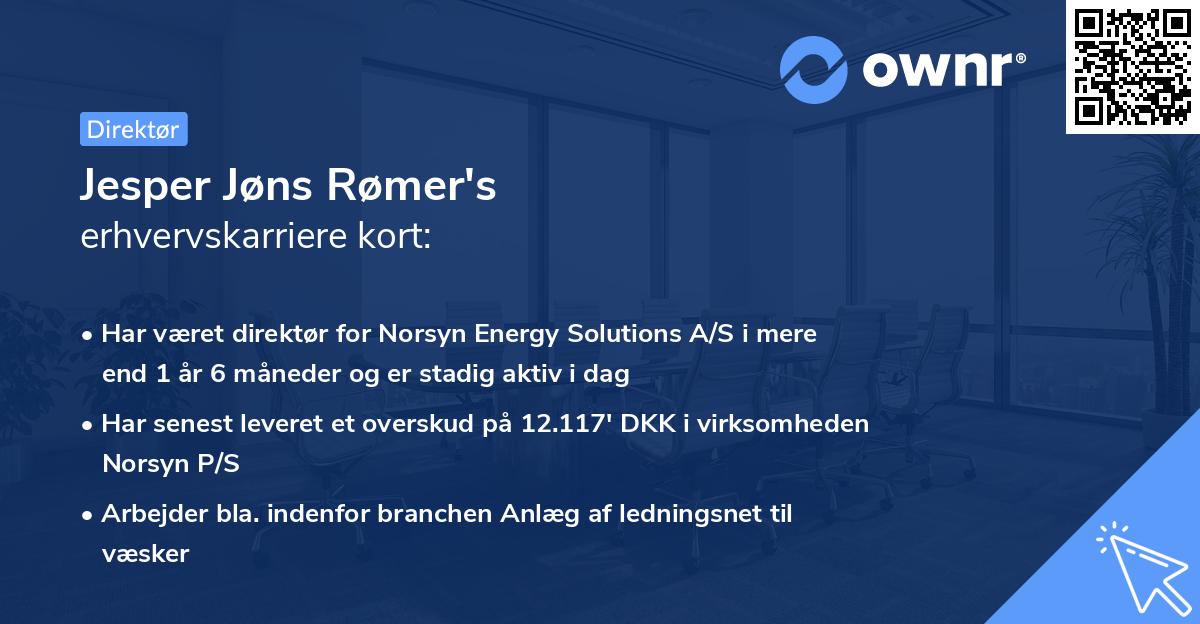 Jesper Jøns Rømer's erhvervskarriere kort