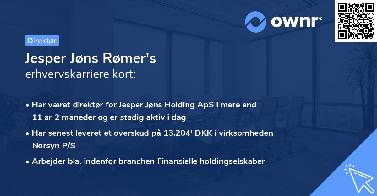 Jesper Jøns Rømer's erhvervskarriere kort