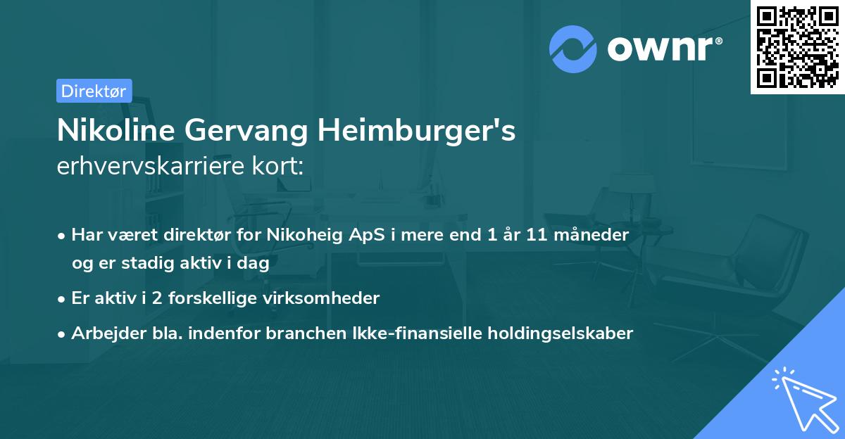 Nikoline Gervang Heimburger's erhvervskarriere kort