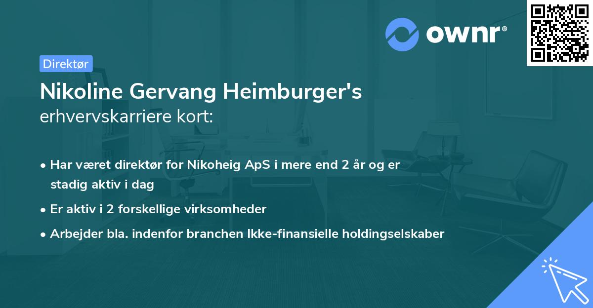 Nikoline Gervang Heimburger's erhvervskarriere kort