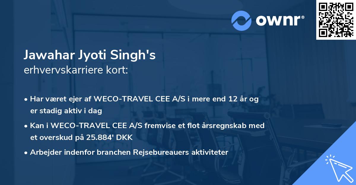 Jawahar Jyoti Singh's erhvervskarriere kort