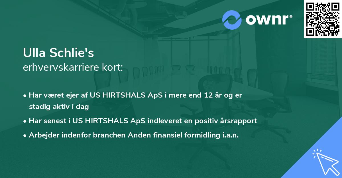 Ulla Schlie's erhvervskarriere kort