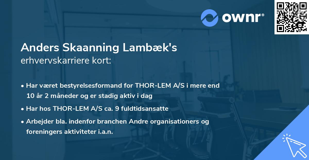 Anders Skaanning Lambæk's erhvervskarriere kort