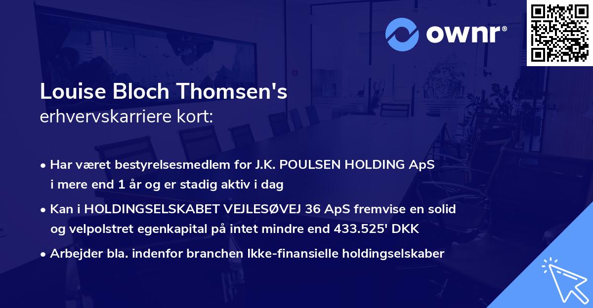 Louise Bloch Thomsen's erhvervskarriere kort