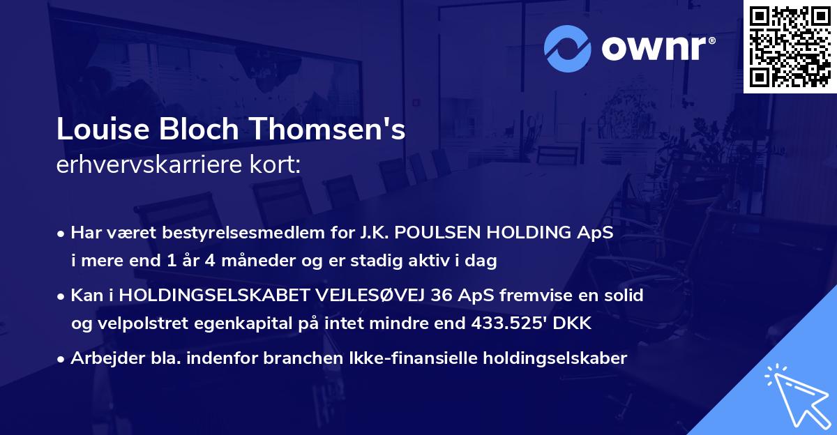 Louise Bloch Thomsen's erhvervskarriere kort