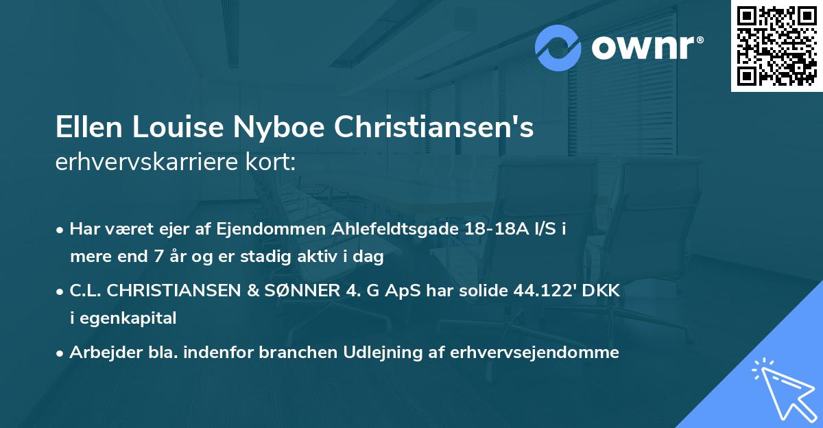 Ellen Louise Nyboe Christiansen's erhvervskarriere kort